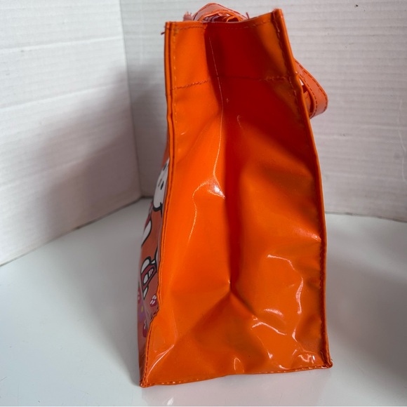 Orange Hello Kitty vinyl tote bag lunch bag 8” tall - Picture 2 of 5